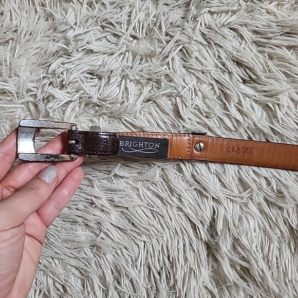 Vintage Brighton Leather & Hair Waist Belt Brown Black Red Green - Picture 11 of 13